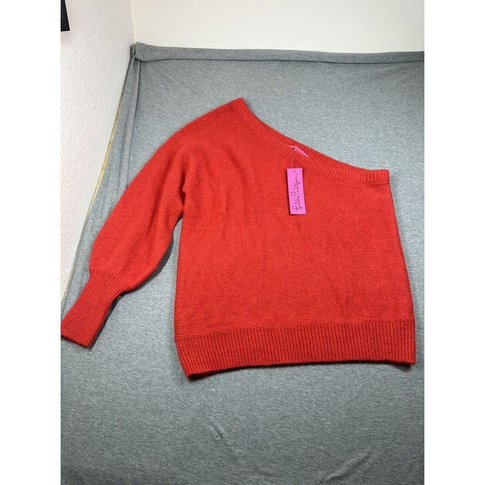 Lilly Pulitzer Maura Sweater L Amaryllis Red One Shoulder NWT